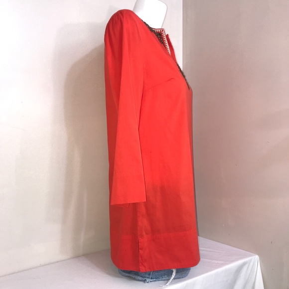 Anne Klein Bright Orange Summery Brass Bead Top - Picture 7 of 14